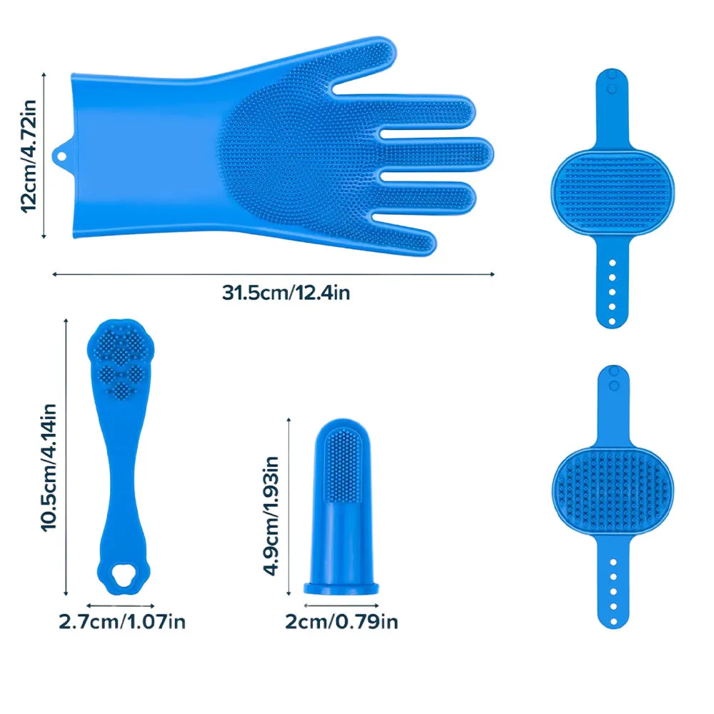 6Pcs Set Pet Grooming Supplies Pet Bathing Gloves Brush Tools