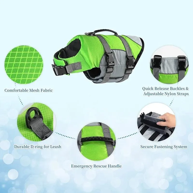 Adjustable Dog Life Jacket with Rescue Handle Sport Safety Rescue Vest Dog Clothes  Puppy Float Swimming Suit for All Pet Dogs