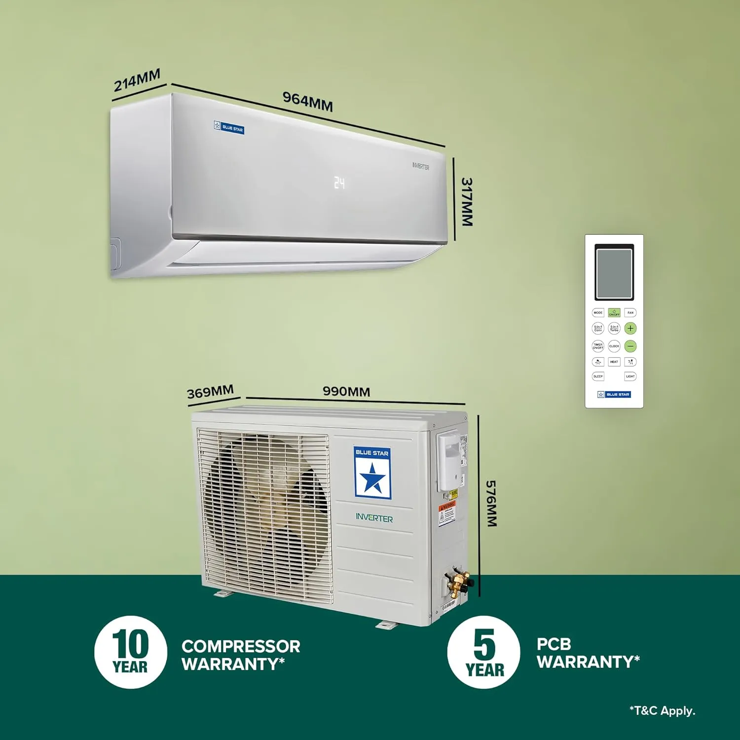 Blue Star  IC318DNUHC 1.5 Ton 3 Star Hot & Cold Convertible Inverter Split AC