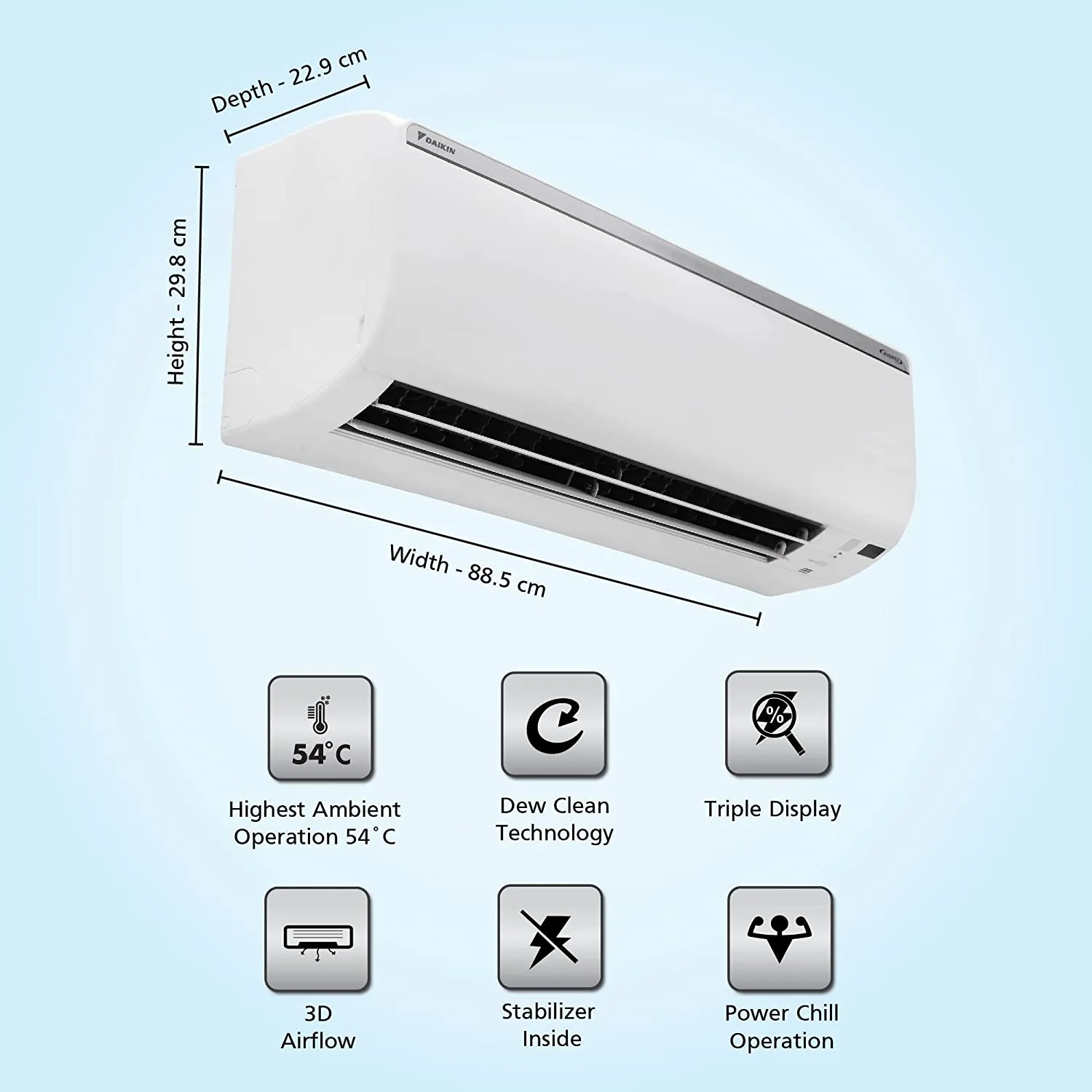 Daikin FTKT60UV16 1.8 Ton 3 Star Triple Display, Inverter Split AC (Copper, PM 2.5)