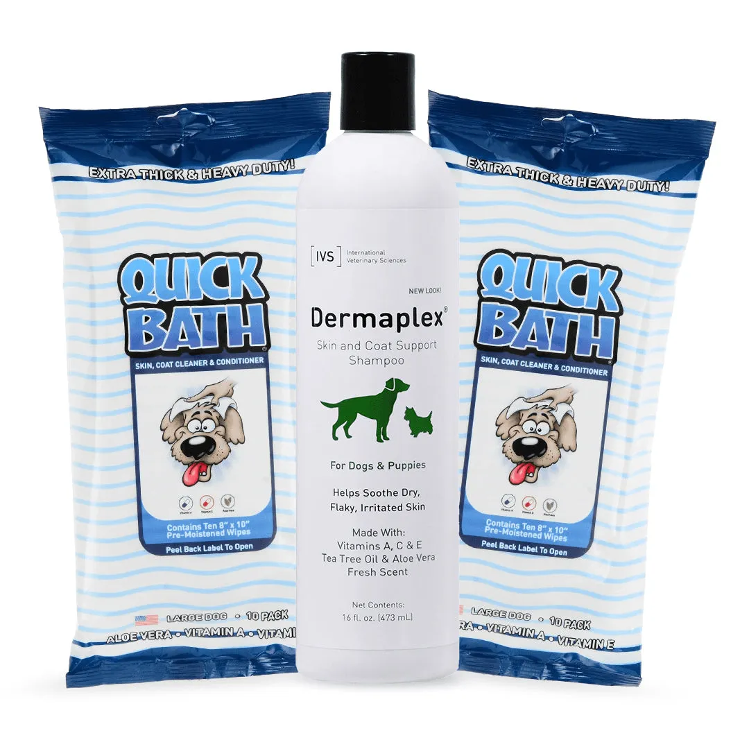 Dermaplex Advanced Skin and Coat Repair Shampoo   QuickBath® Dog Towelettes