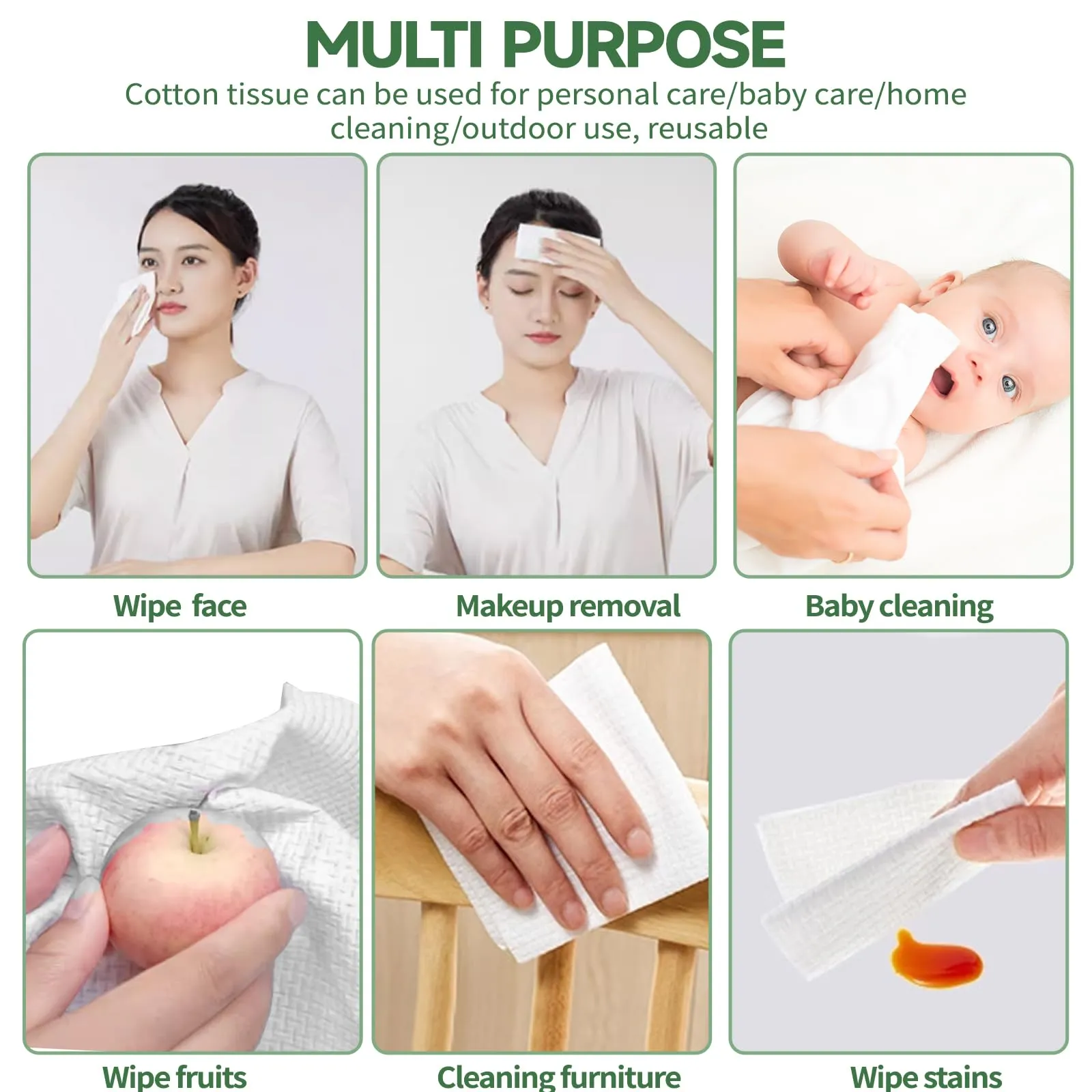 Disposable Face Towel 10"×12", Biodegradable Large Dry Face Wipes Facial Towels, for Washing Super Soft & Thick Face Cloths Towelettes for Makeup Removing, Cleansing, Nursing, Travel, 50 Count(3 Pack)