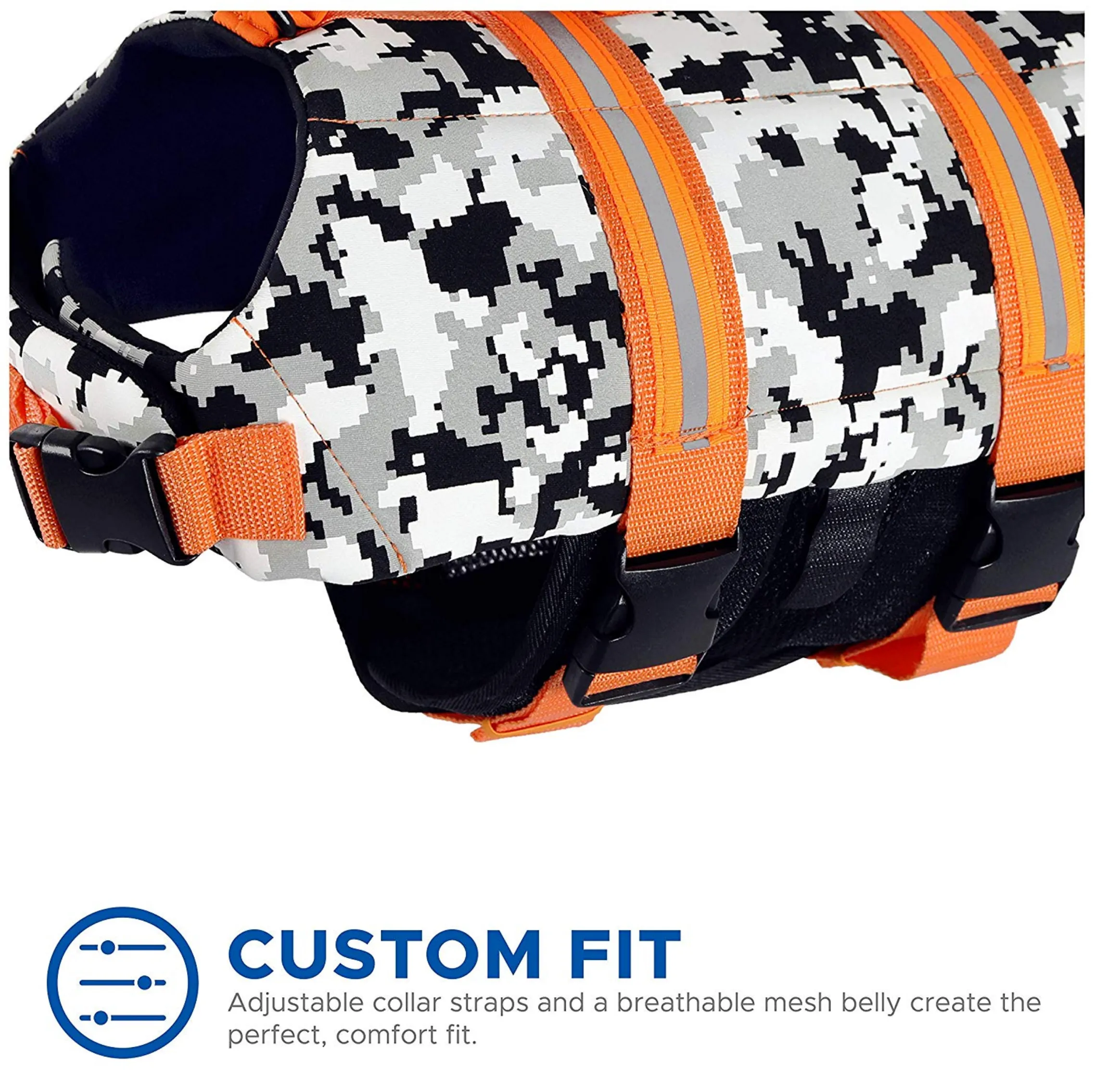 Dog Life Jacket ~ Black/White Camo