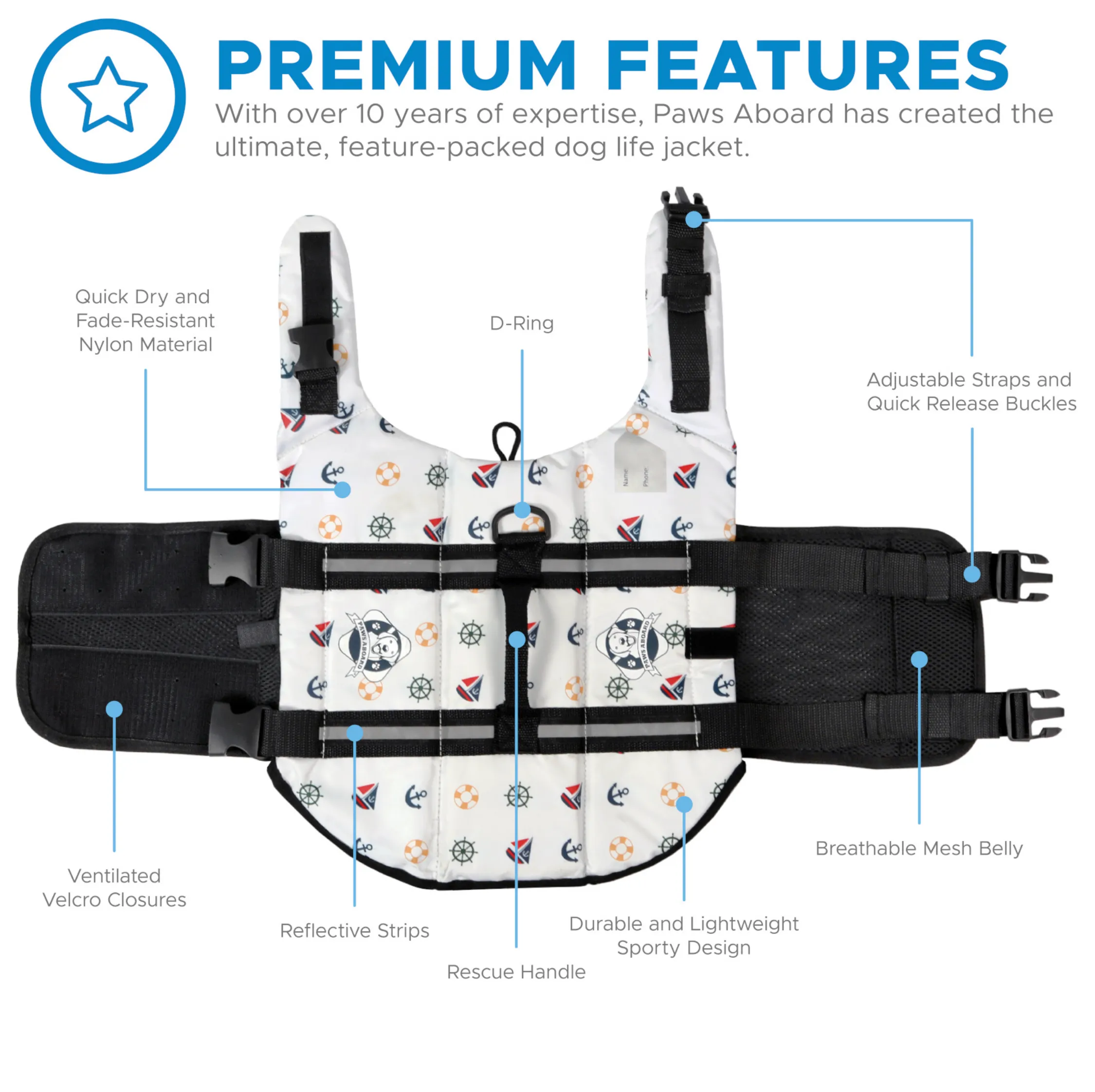 Dog Life Jacket ~ Nautical