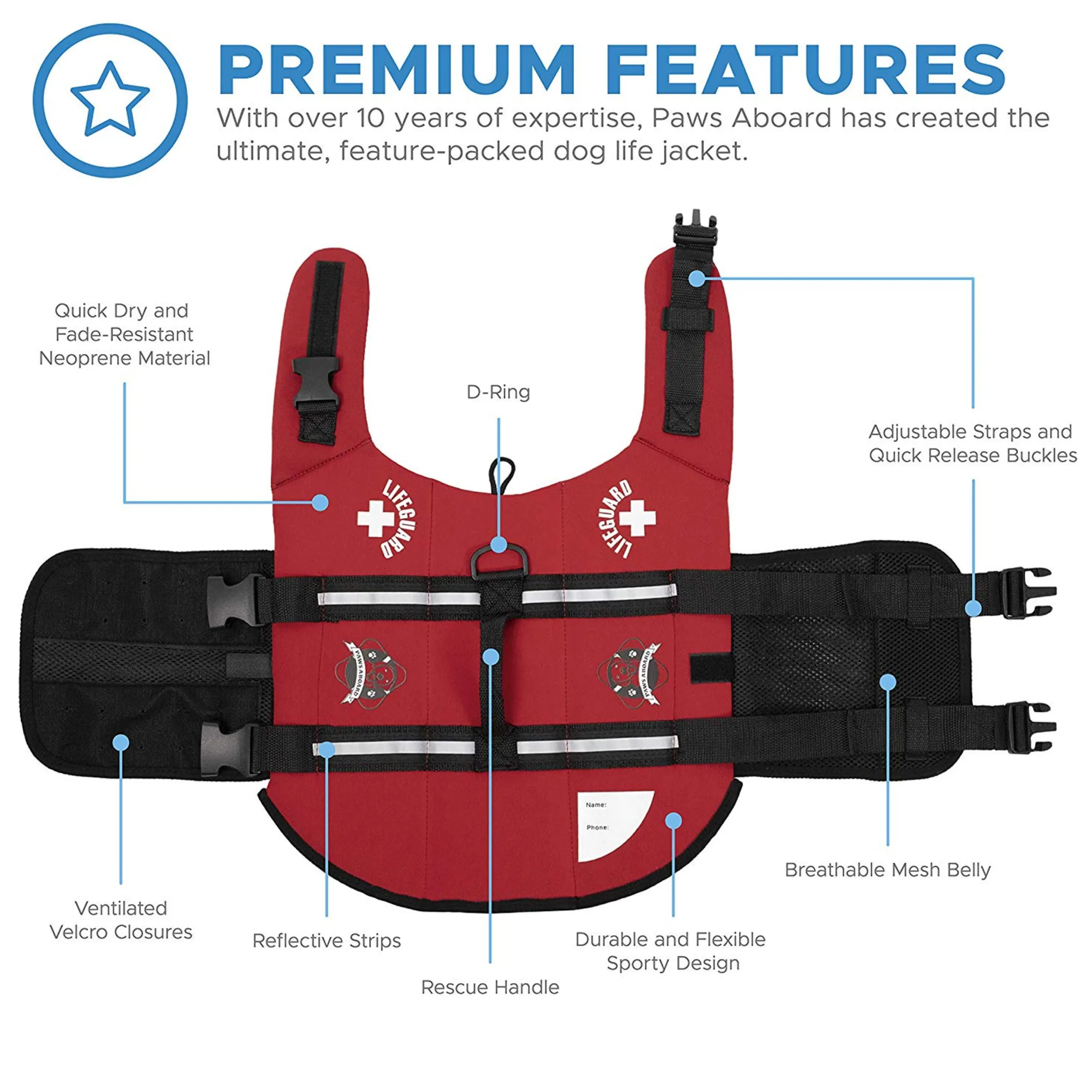 Dog Life Jacket ~ Red Neoprene