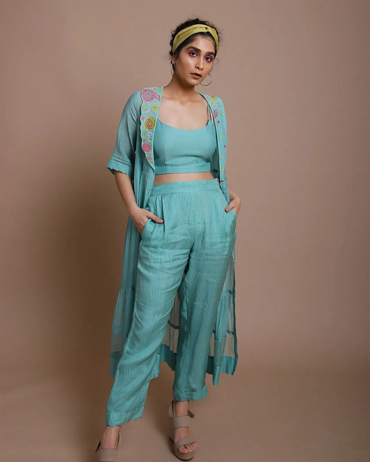 Life in Pink Embriodered Collar Jacket Co-ord