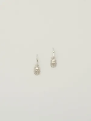 Mini Scarab Earrings | Silver