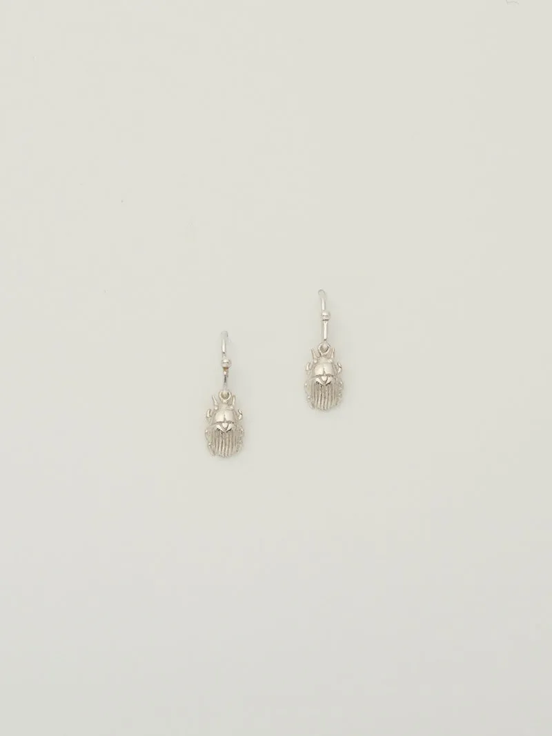 Mini Scarab Earrings | Silver