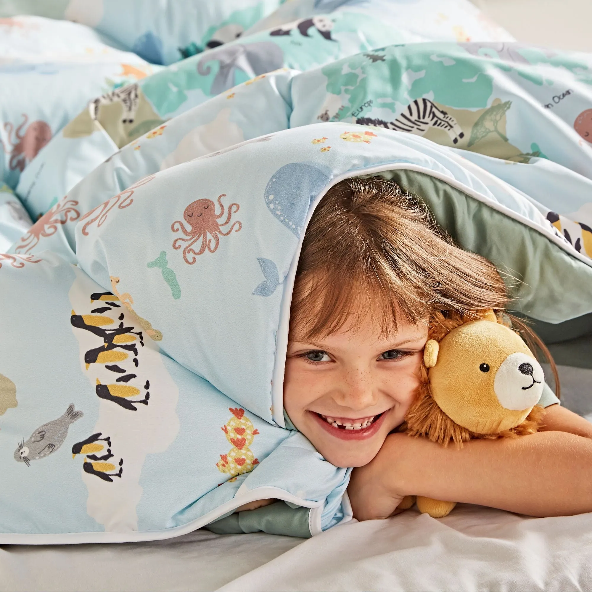 Night Lark Kids® Coverless Duvet Set - Animal Atlas