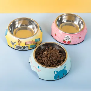 Pet Bowl Cartoon Two-In-One Dog Bowl Water Bowl -Stainless Steel Dog Bowl