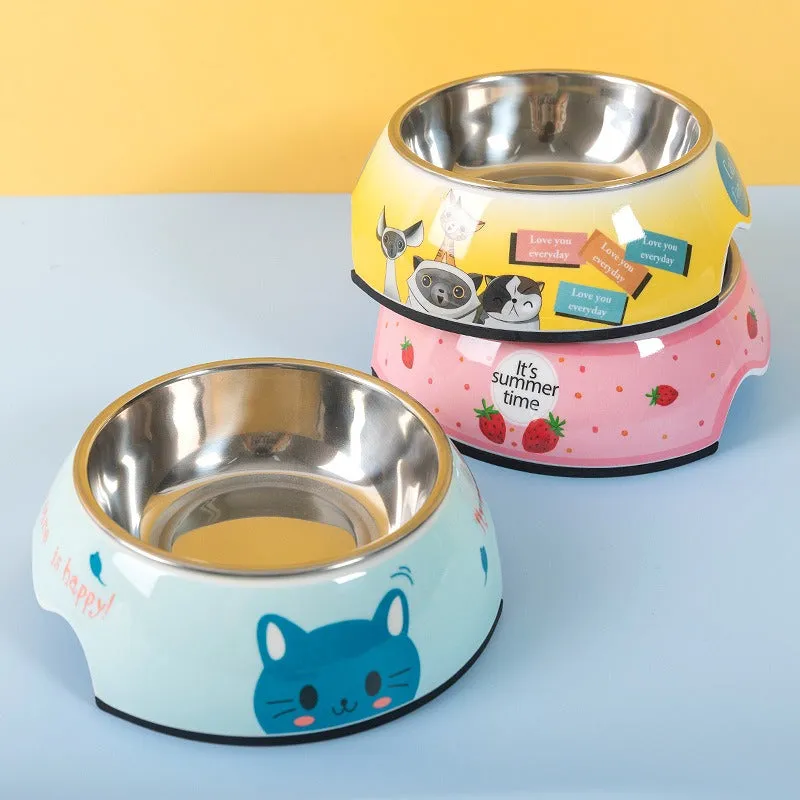 Pet Bowl Cartoon Two-In-One Dog Bowl Water Bowl -Stainless Steel Dog Bowl