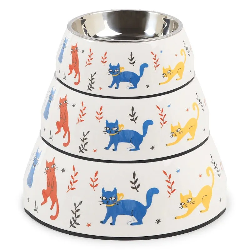 Pet Bowl Cartoon Two-In-One Dog Bowl Water Bowl -Stainless Steel Dog Bowl