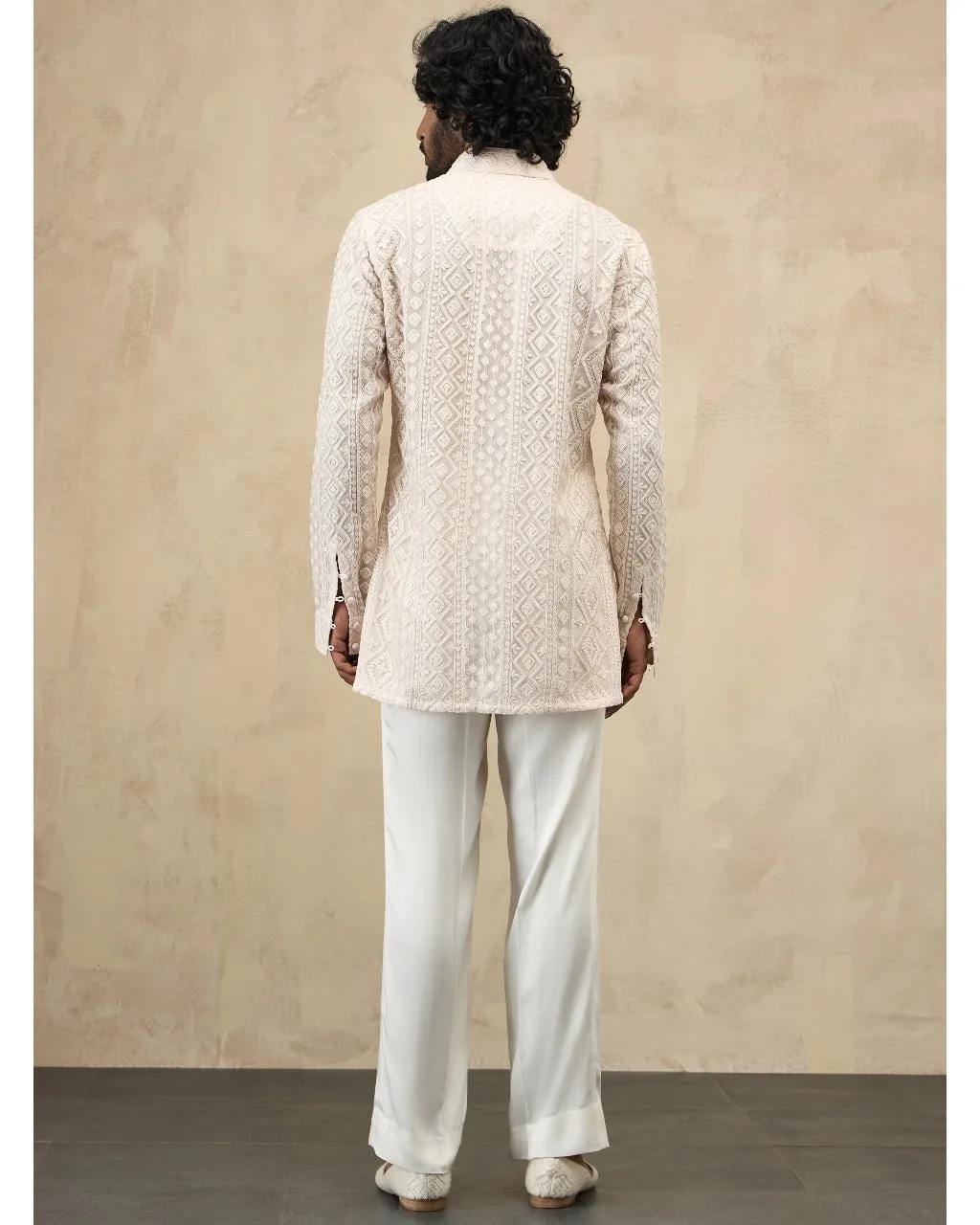 Powder Pink Front Luppi Button Kurta Set